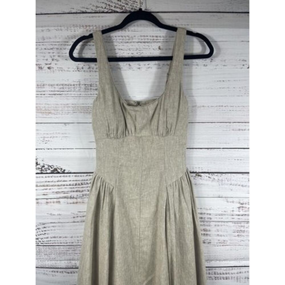 Abercrombie & Fitch Dress Womens XS Beige Square Neck Maxi Fit Flare Sundress - Picture 2 of 13